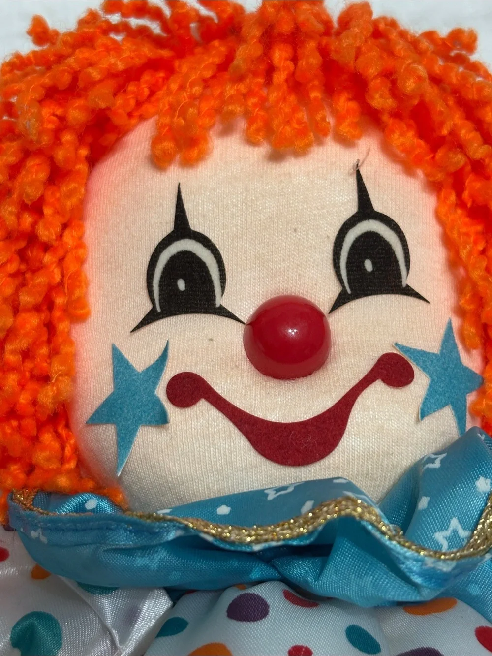 Polka Dot Clown vintage 1980s wind-up musical clown plush doll